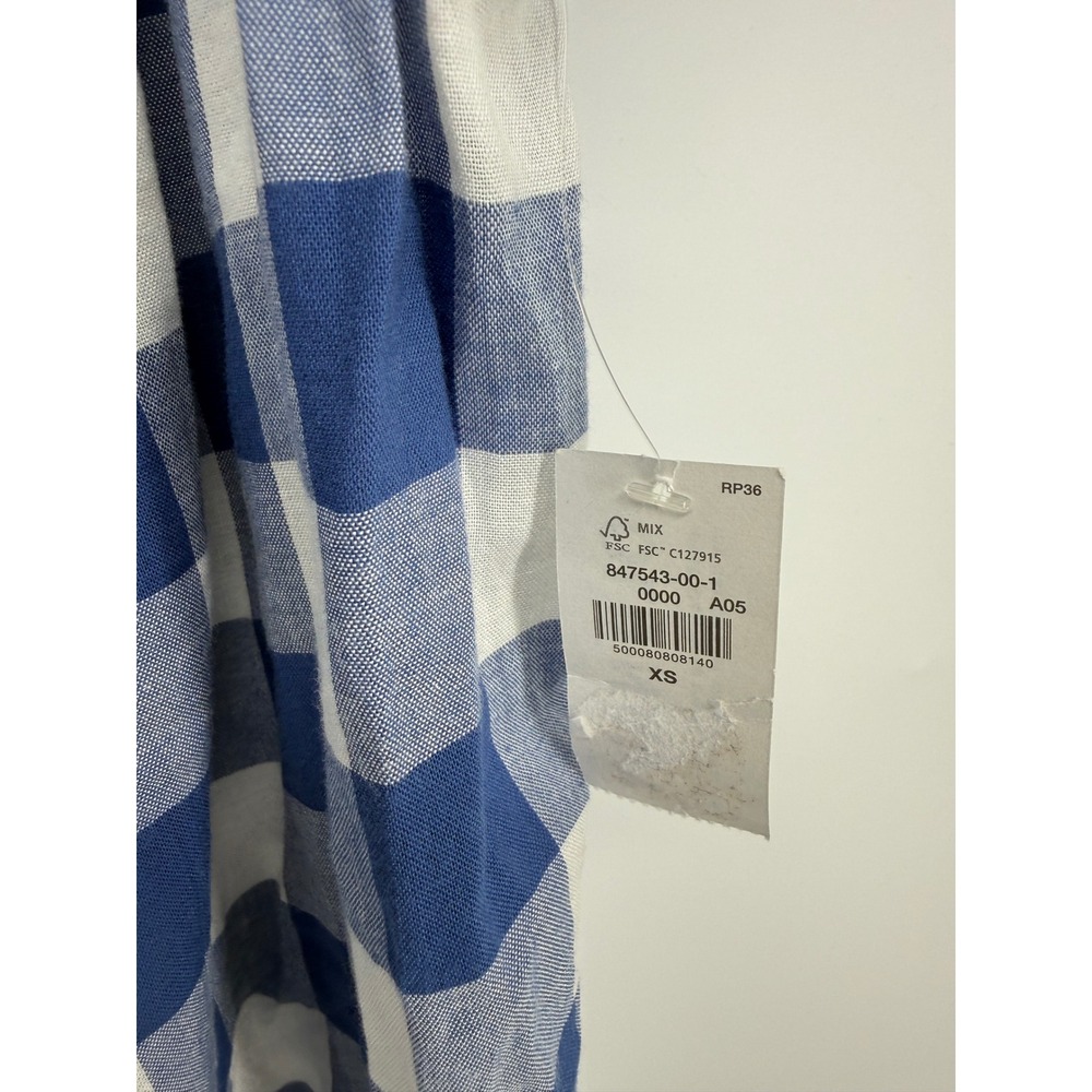NEW Old Navy Blouse Women XS Blue Gingham Smocked Flutter Sleeve Button Front - Picture 3 of 8